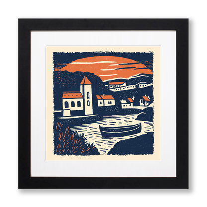 Durham Cathedral Linoprint-Style Art (11-1)