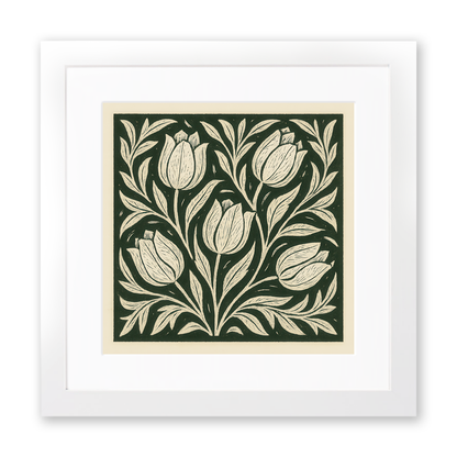 Flowers Linoprint-Style Art (c7)