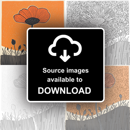 Poppy Linoprint-Style Art (1606-1)