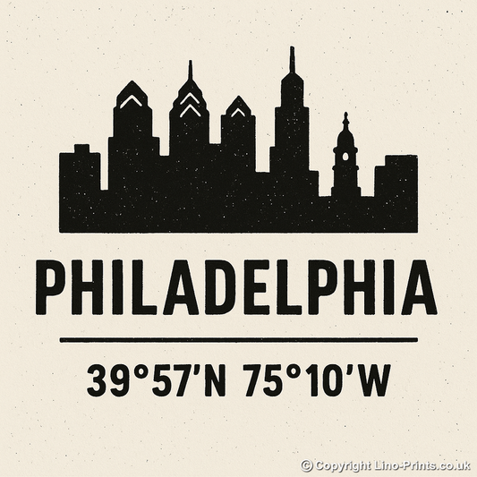 Place Coordinates Linoprint-Style Art (c320)