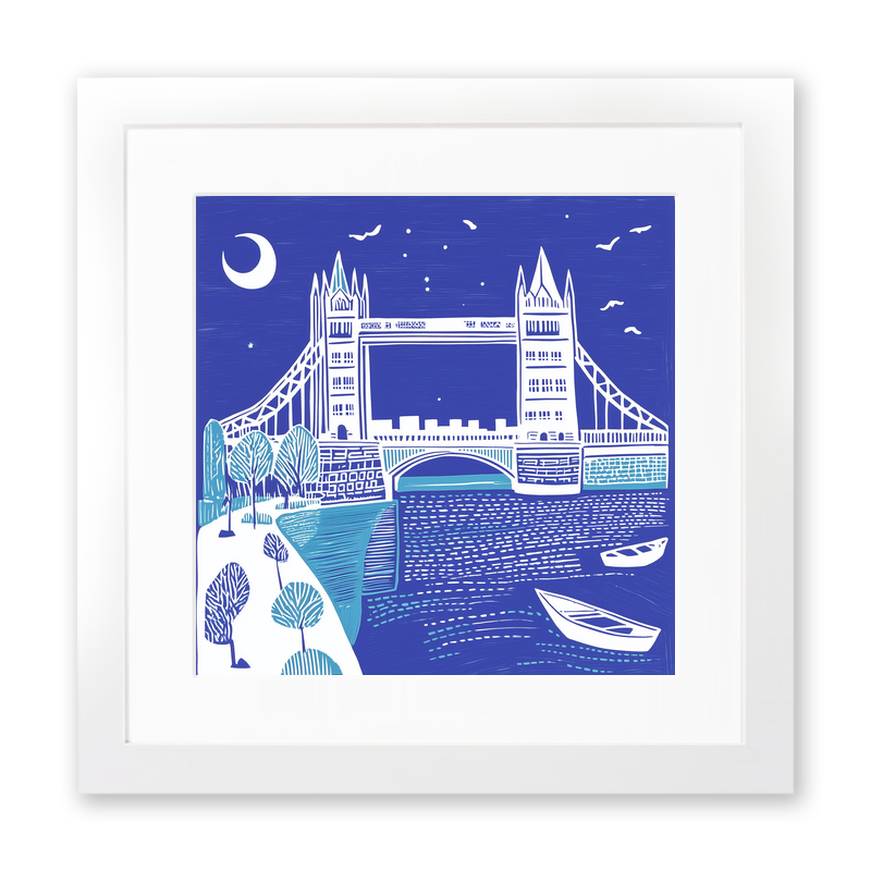 Tower Bridge, London Linoprint-Style Art (880-1)
