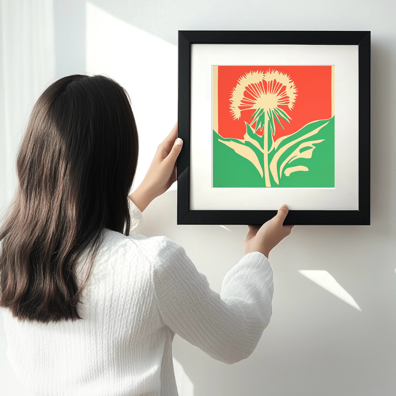 Dandelion Linoprint-Style Art (1644-1)
