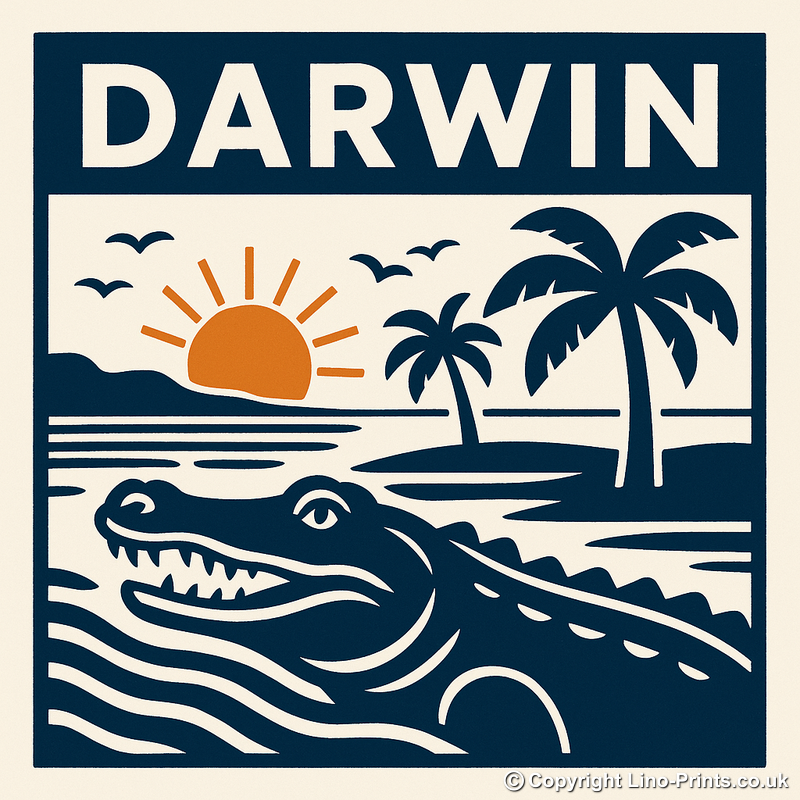 Cities Linoprint-Style Art (c205)