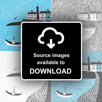 St Ives Harbour, Cornwall Linoprint-Style Art (819-2)