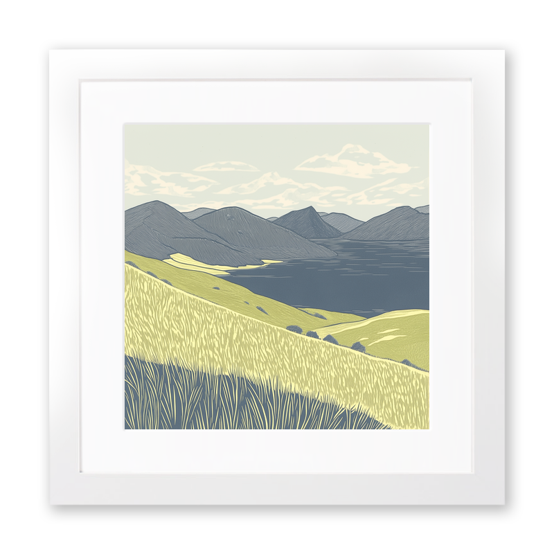Blencathra skyline in the Lake District Linoprint-Style Art (2364-3)