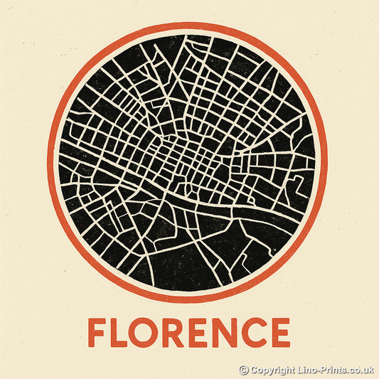 Maps Linoprint-Style Art (c40)