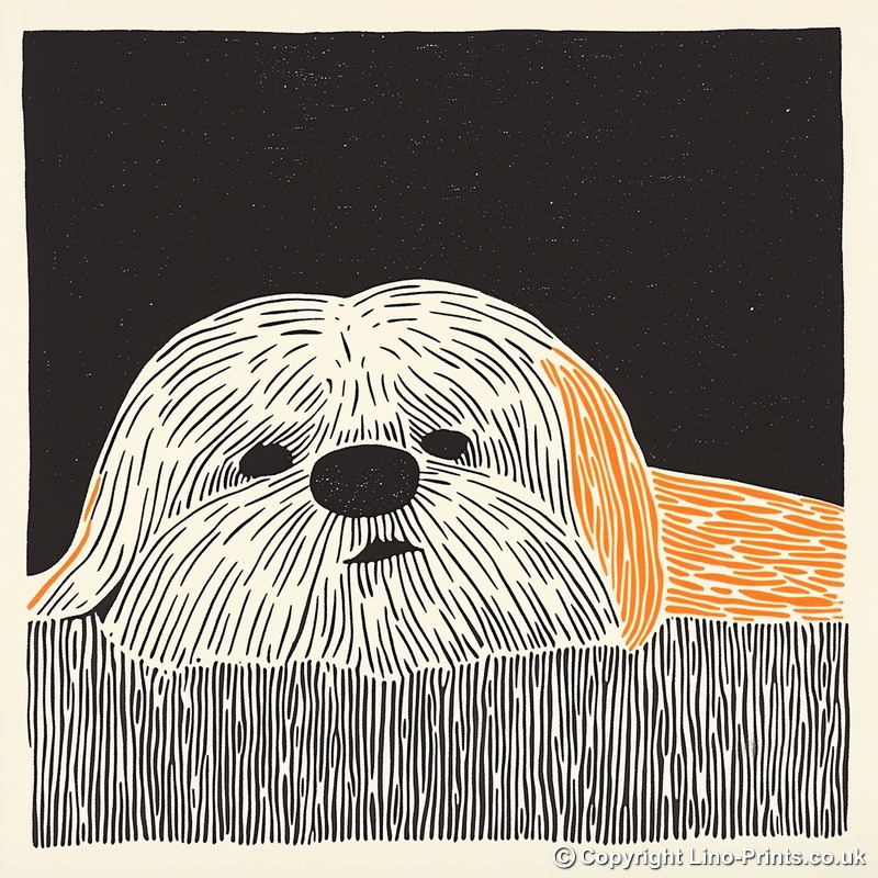 Shih Tzu Linoprint-Style Art (1486-1)