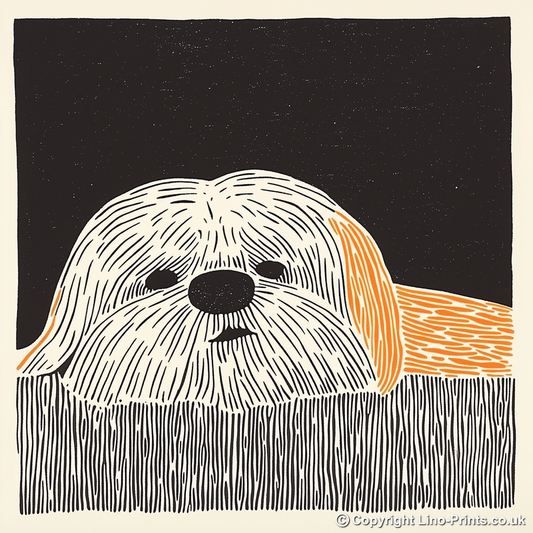 Shih Tzu Linoprint-Style Art (1486-1)