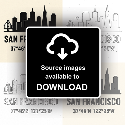 Place Coordinates Linoprint-Style Art (c338)