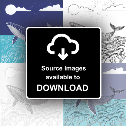 Whale Linoprint-Style Art (1072-2)