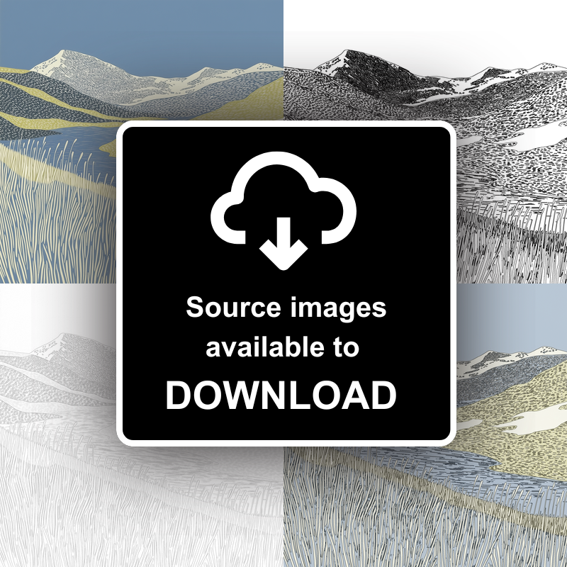 Angle Tarn Pikes view Linoprint-Style Art (2357-2)