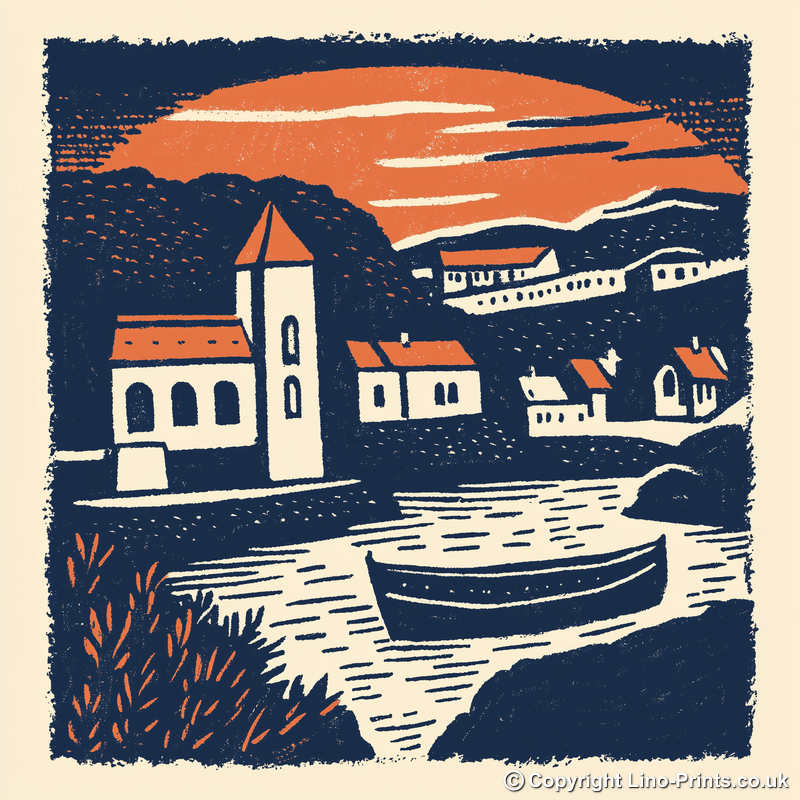 Durham Cathedral Linoprint-Style Art (11-1)