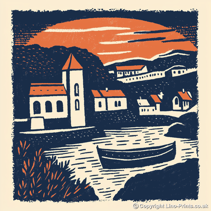 Durham Cathedral Linoprint-Style Art (11-1)