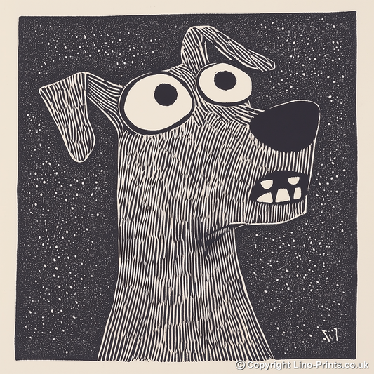 Airedale Terrier Linoprint-Style Art (1395-1)