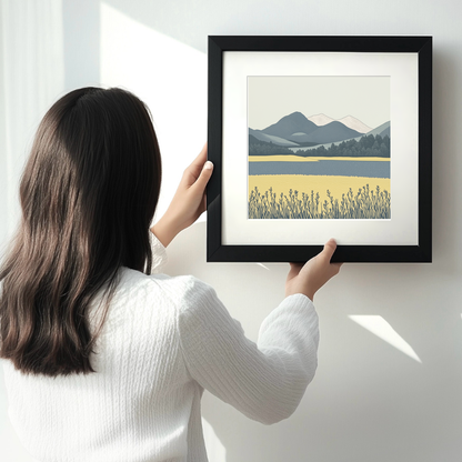 Skiddaw in the Lake District Linoprint-Style Art (2548-1)