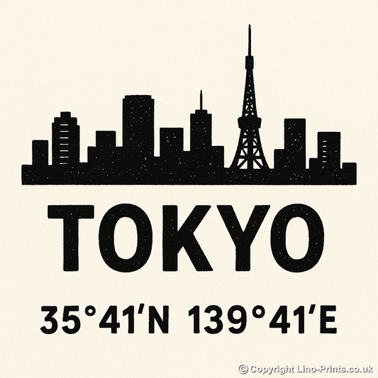 Place Coordinates Linoprint-Style Art (c346)