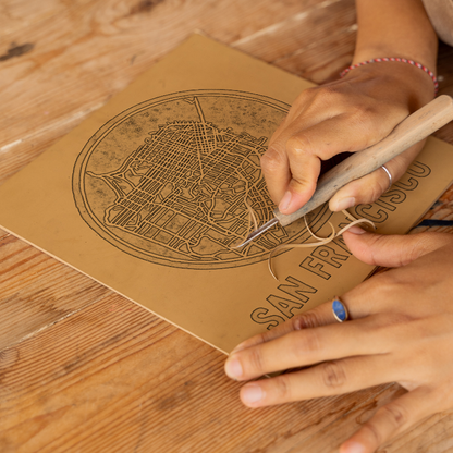 Maps Linoprint-Style Art (c28)