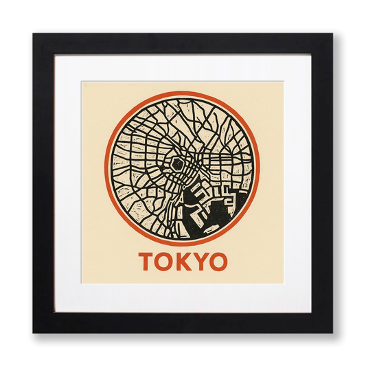 Maps Linoprint-Style Art (c44)