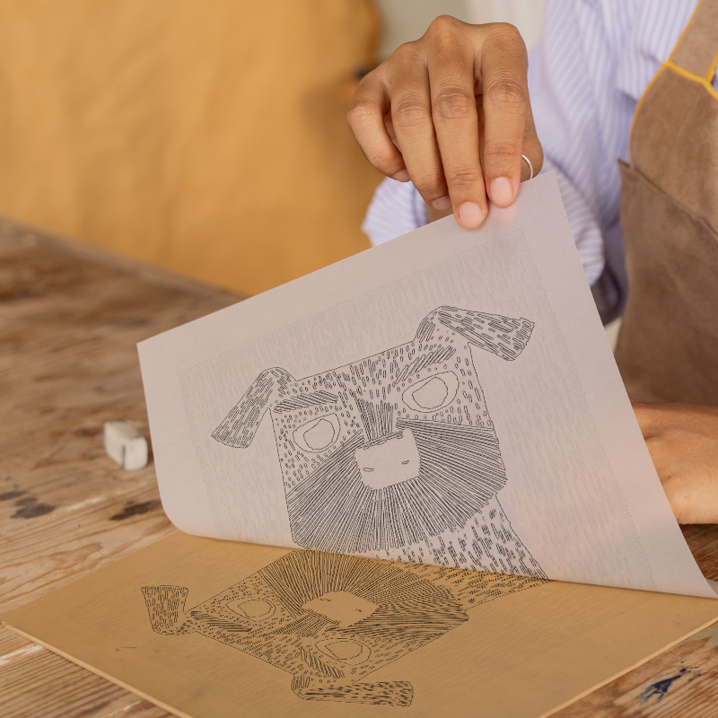Border Terrier Linoprint-Style Art (1401-1)