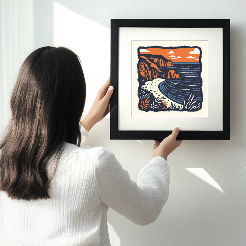 Durdle Door, Dorset Linoprint-Style Art (134-1)