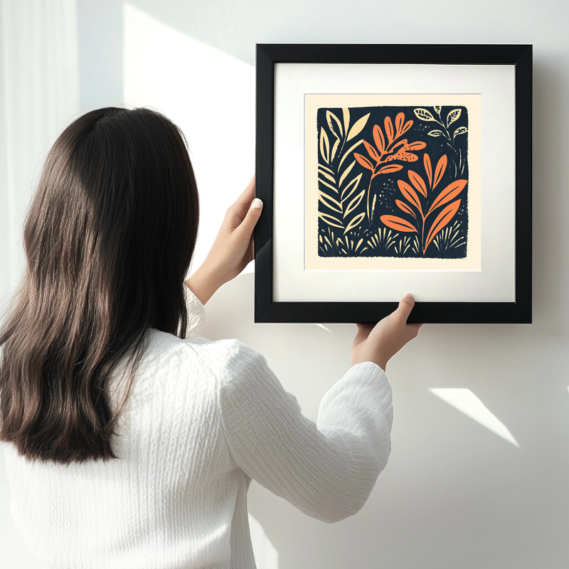 Abstract botanical textures Linoprint-Style Art (499-1)