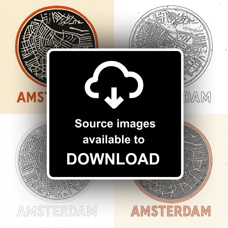 Maps Linoprint-Style Art (c35)