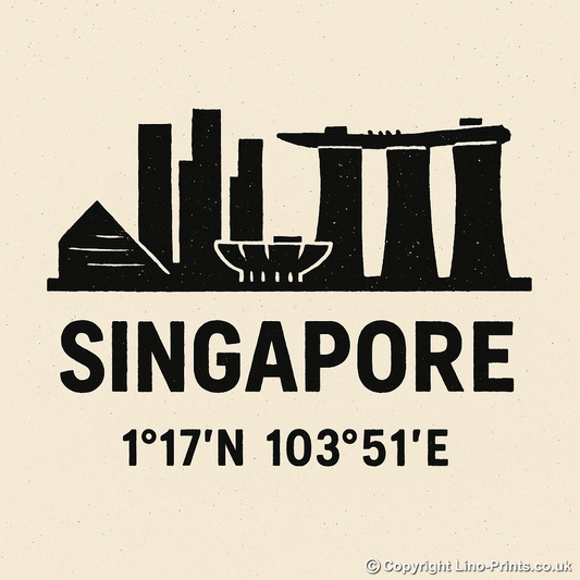 Place Coordinates Linoprint-Style Art (c336)