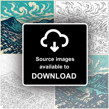 Mountains Linoprint-Style Art (c370)