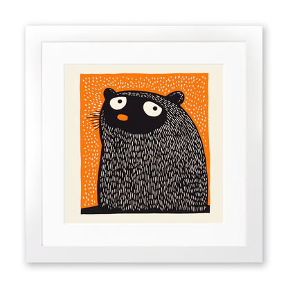 Cute Guinea Pig   Linoprint-Style Art (221-1)