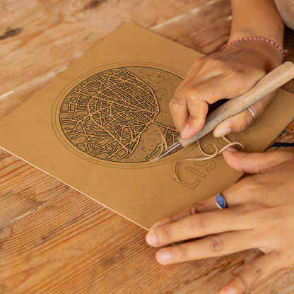 Maps Linoprint-Style Art (c36)