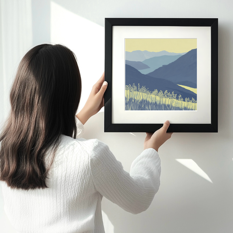 Friar's Crag viewpoint in the Lake District Linoprint-Style Art (2430-3)
