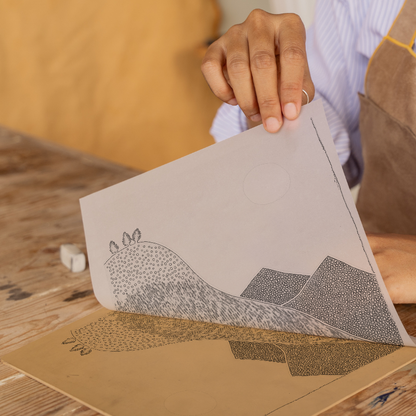 Mountain outline Linoprint-Style Art (697-1)