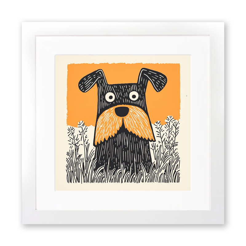 Miniature Schnauzer Linoprint-Style Art (1477-2)