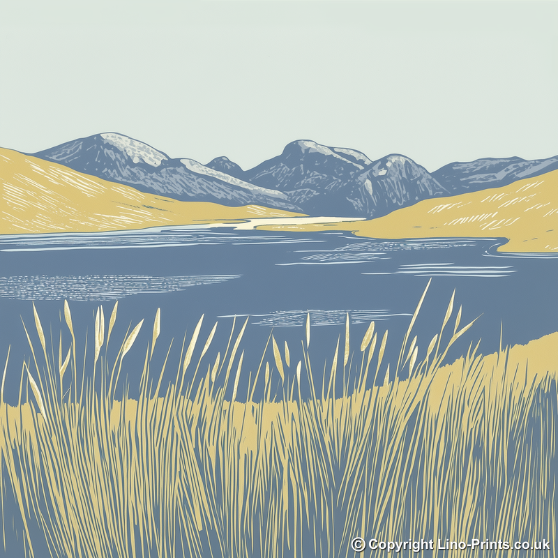 Angle Tarn Pikes view Linoprint-Style Art (2357-4)