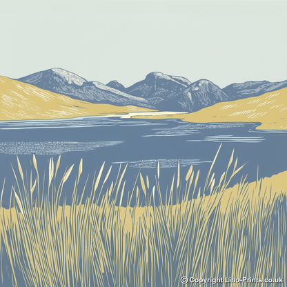 Angle Tarn Pikes view Linoprint-Style Art (2357-4)