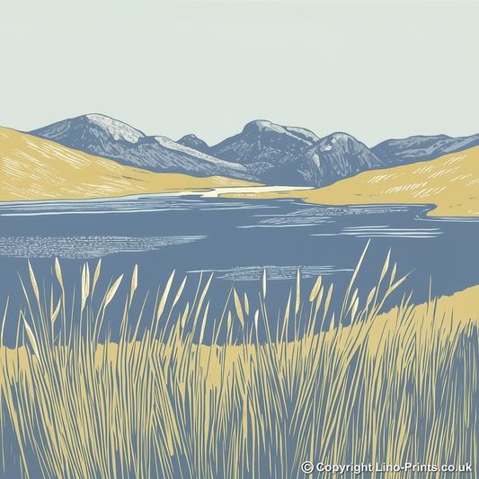 Angle Tarn Pikes view Linoprint-Style Art (2357-4)