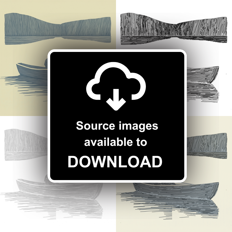 Person rowing boat with reflections Linoprint-Style Art (2498-5)