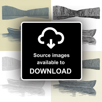 Person rowing boat with reflections Linoprint-Style Art (2498-5)