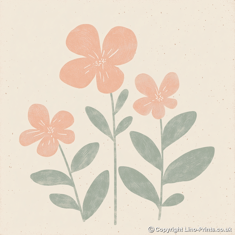 Primrose Linoprint-Style Art (1542-1)