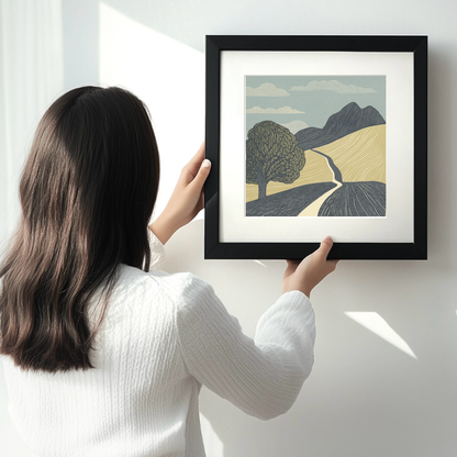 Scree slope pattern Linoprint-Style Art (2538-3)
