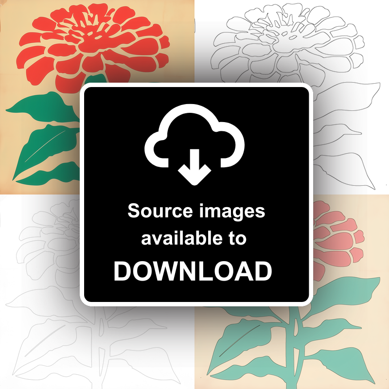 Zinnia Linoprint-Style Art (1689-1)