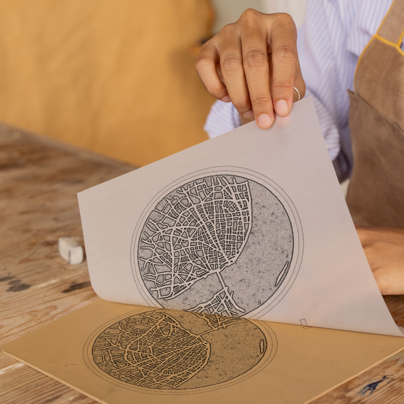 Maps Linoprint-Style Art (c36)