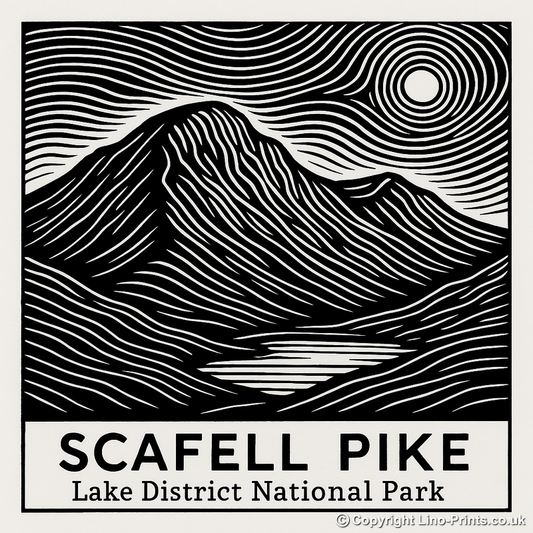 Mountains Linoprint-Style Art (c366)
