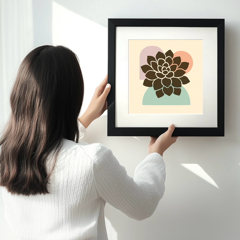 Flowers and Plants Linoprint-Style Art (c509)