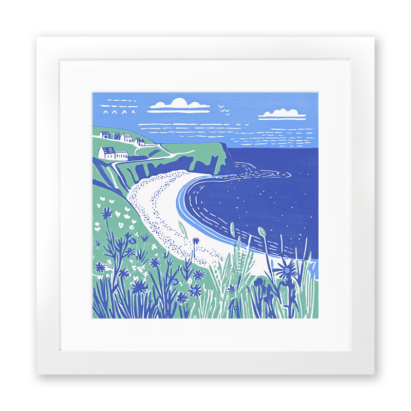 Barafundle Bay, Pembrokeshire Linoprint-Style Art (1077-1)
