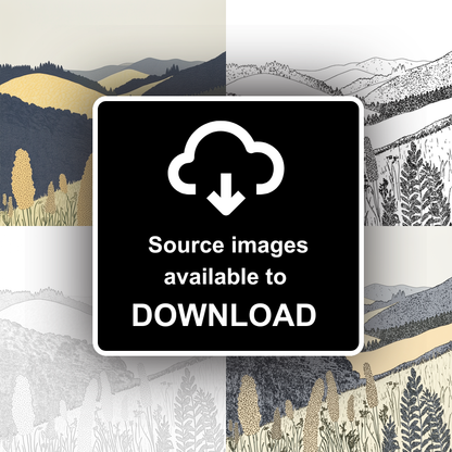 Bracken covered slopes Linoprint-Style Art (2376-3)