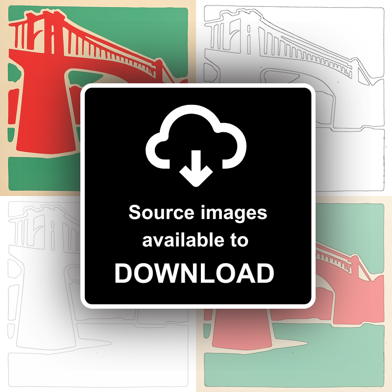 Clifton Suspension Bridge, Bristol Linoprint-Style Art (332-1)