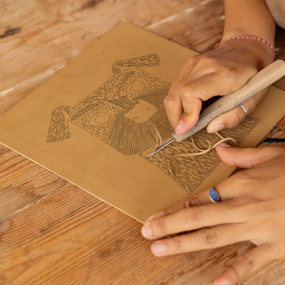 Border Terrier Linoprint-Style Art (1401-1)