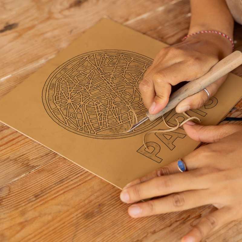 Maps Linoprint-Style Art (c18)