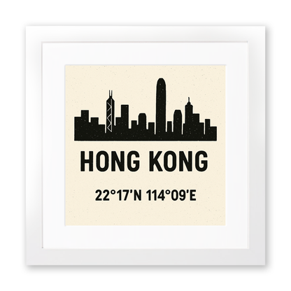 Place Coordinates Linoprint-Style Art (c341)